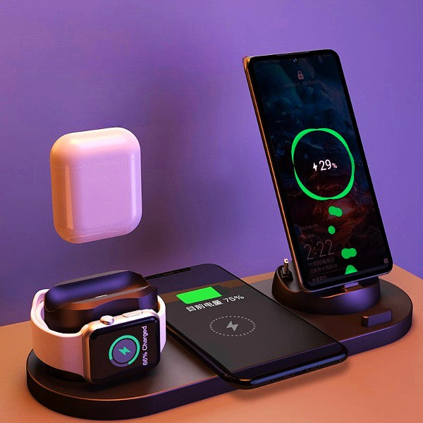 Wireless Charger For IPhone Fast Charger For Phone Fast Charging Pad For Phone Watch 6 In 1 Charging Dock Station - Trendyglobal 