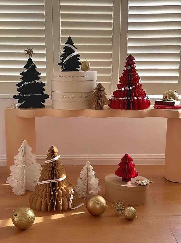 Foldable Accordion Christmas Tree Set of 2Pcs - Decoration for Table Shelf & Window - Trendyglobal 