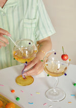 Hand Blown Rainbow Sprinkles Wine Glasses - Whimsical Dopamine Burgundy Glass - Trendyglobal 