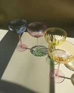 Hand Blown Retro Pastel Coloured Cocktail Glasses Coupe Set of 4 ( $22.5 Each ) - Trendyglobal 