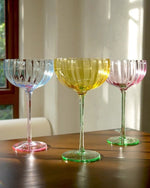 Hand Blown Retro Pastel Coloured Cocktail Glasses Coupe Set of 4 ( $22.5 Each ) - Trendyglobal 