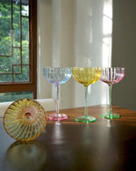 Hand Blown Retro Pastel Coloured Cocktail Glasses Coupe Set of 4 ( $22.5 Each ) - Trendyglobal 