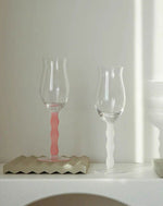 Handblown Retro Wavy Rose Wine Glasses Set of 4 Pcs ( $14.9 Each ) - Trendyglobal 