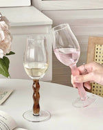 Handblown Retro Wavy Rose Wine Glasses Set of 4 Pcs ( $14.9 Each ) - Trendyglobal 