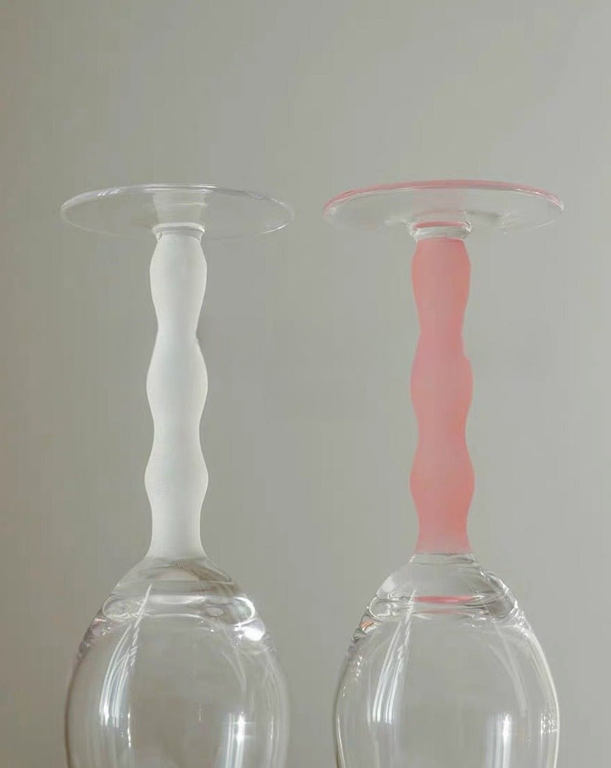 Handblown Retro Wavy Rose Wine Glasses Set of 4 Pcs ( $14.9 Each ) - Trendyglobal 