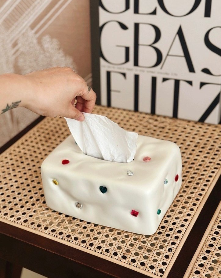 Handmade Ceramic Gemstone Tissue Box Cover - Trendyglobal 