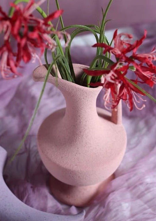 Håndlaget Middelaldersk Stil Keramikk Dekorativ Blomster Vase med Matt Finish