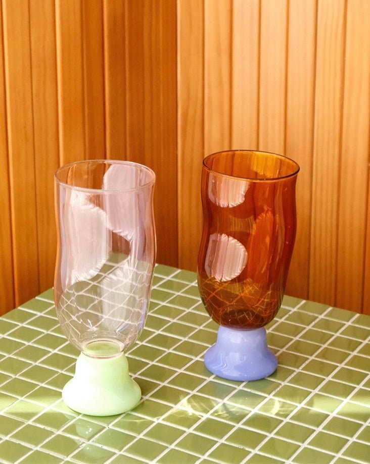 Handmade Wavy Beer Glasses - Retro Whimsical Eclectic Beer Mug