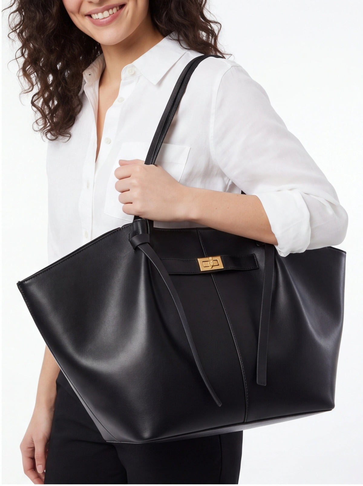 Stor skulderveske dame – Lett tote bag med lås | Unik design