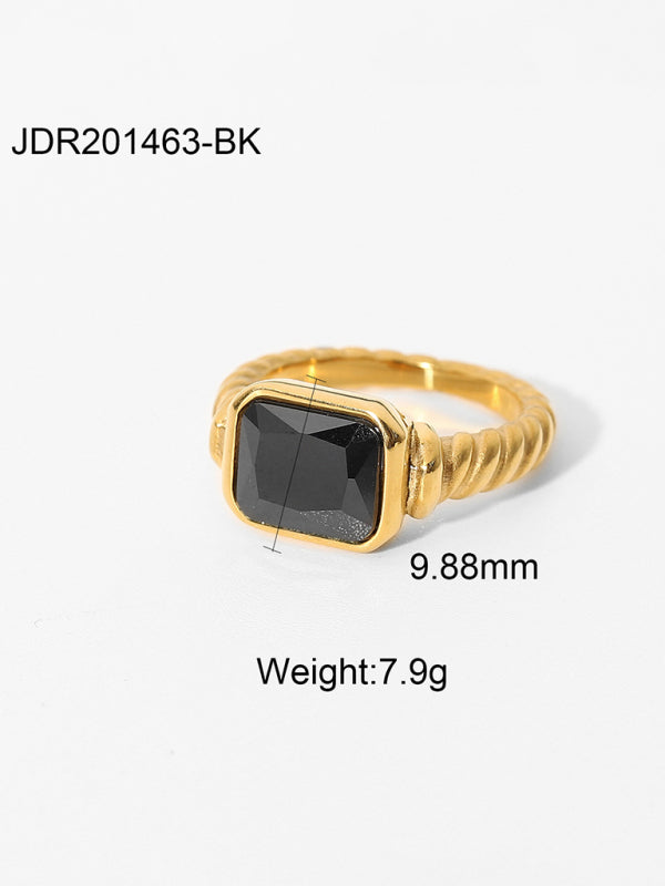 Fasjonable zirkon ring - Black / 6