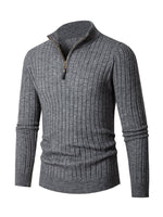 Strikket genser med stretch for menn - Charcoal grey / M - Genser