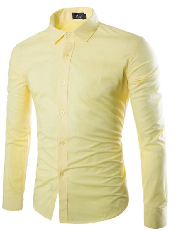 Langermet skjorte for herre - Light yellow / M - Genser