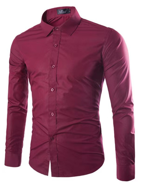 Langermet skjorte for herre - Wine Red / M - Genser