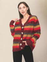 Casual stripet strikket cardigan dame RP0023556 - Cardigan