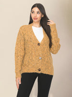 Casual kort strikket cardigan dame RP0023568 - Khaki / S - Cardigan