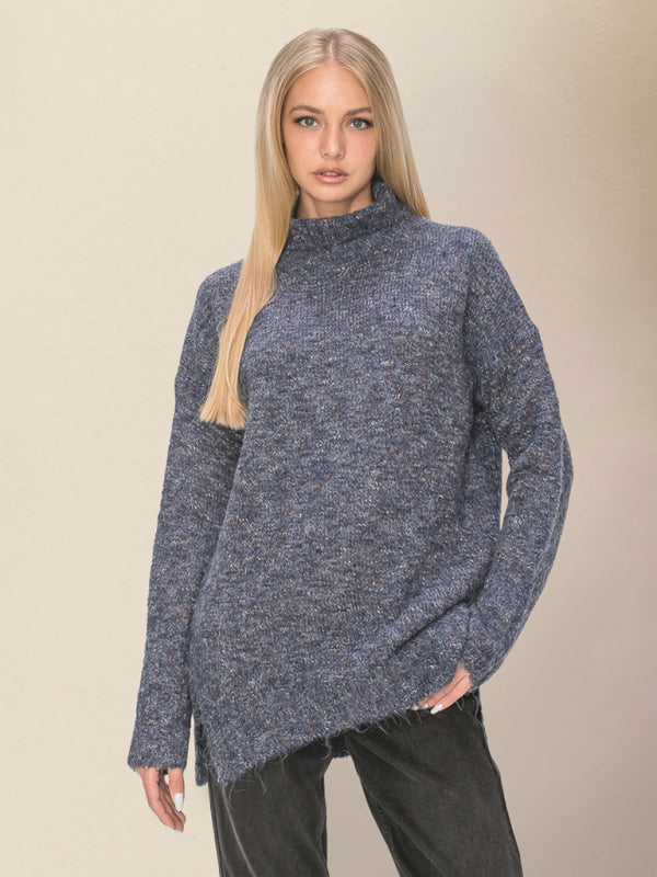 Casual damegenser med løs passform og sidesplitt RP0023562 - Grey / S - Genser