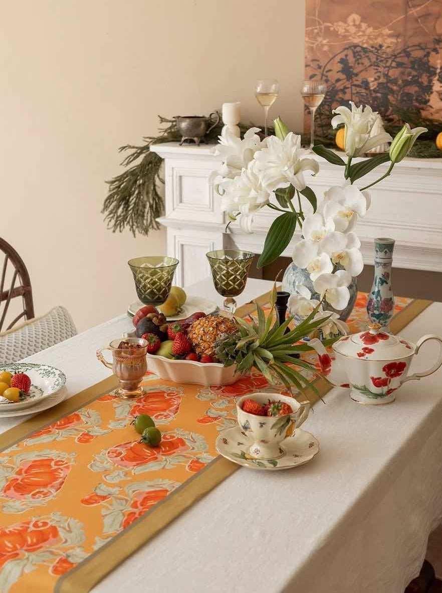 Italian Style Decorative Table Runner for Elegant Fall Table Setting