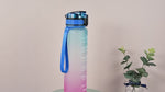 Water bottle with time marker and pop-up cover