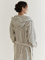 Retro 100% ORGANIC Long-stapled Cotton Hooded Stripe Bath Robe - Trendyglobal 