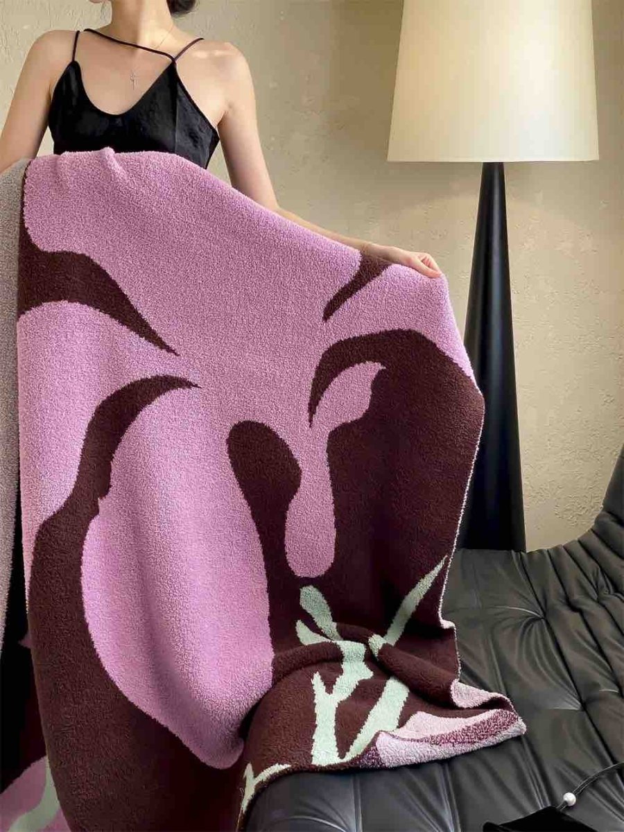 Terracotta Iris Throw Blanket - Warm Thick Earthy Tone Fall Blanket - Trendyglobal 