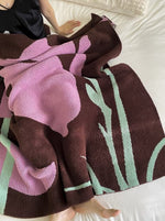 Terracotta Iris Throw Blanket - Warm Thick Earthy Tone Fall Blanket - Trendyglobal 