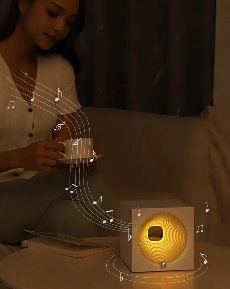 Time Machine Sleep Inducing Bedside Lamp with Speaker - Dimmable Sleep Aid Night Light - Trendyglobal 